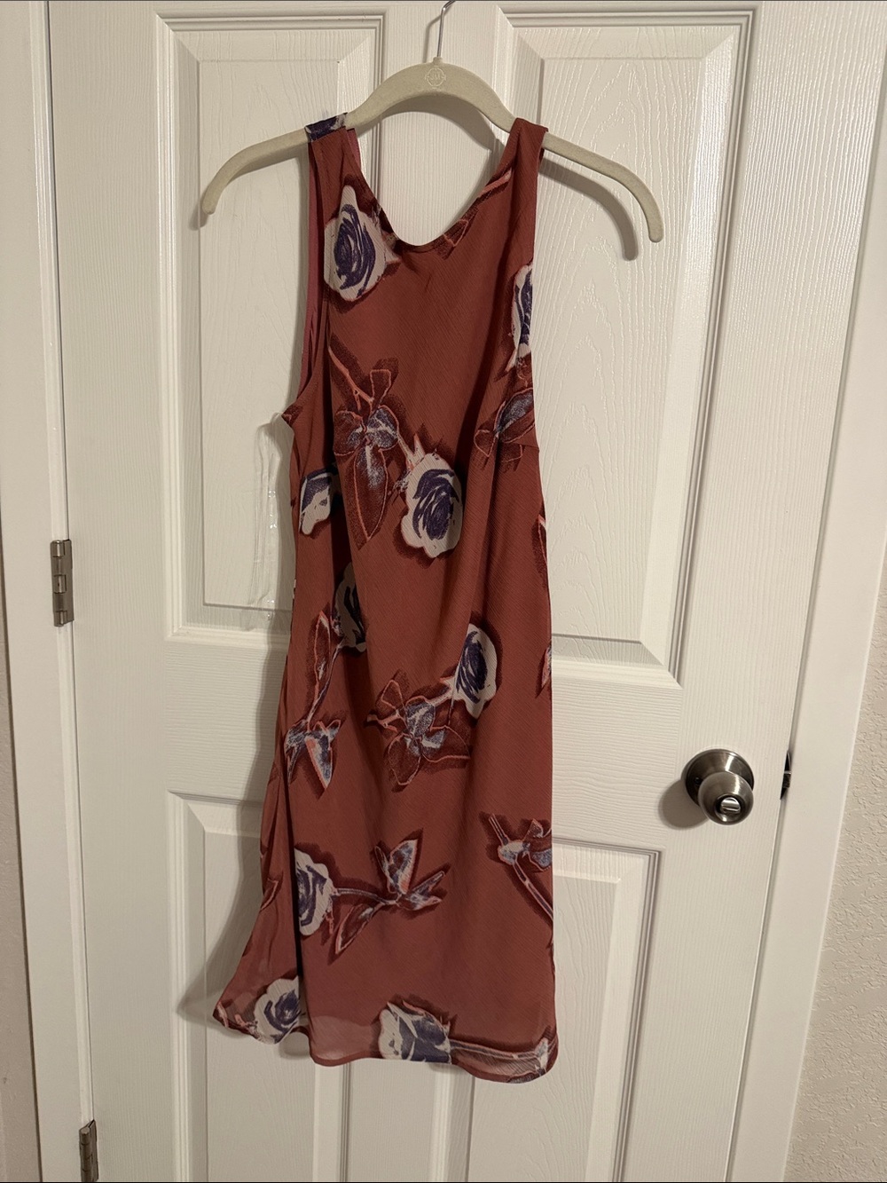 wild fable Rust Floral Sleeveless Shift Dress with Purple Accents